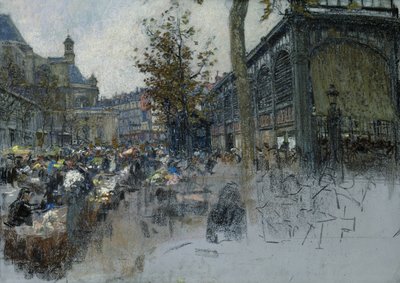Estudo para Les Halles, 1893 (pastel no cartão) de Leon Augustin Lhermitte