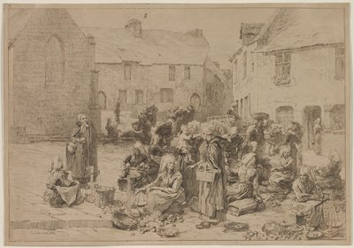 O mercado da maçã em Landerneau, 1878. de Leon Augustin Lhermitte