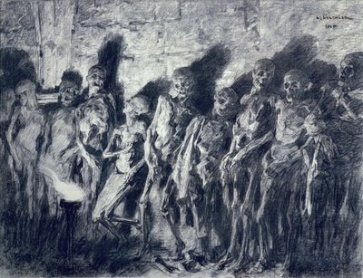 A Abóbada das Múmias, ou Esqueletos da Torre de São Miguel, Bordeaux, 1885 (carvão sobre papel) de Leon Augustin Lhermitte