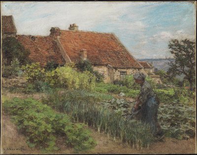 Regando o Jardim, 1900 (pastel em papel de parede montado sobre tela) de Leon Augustin Lhermitte
