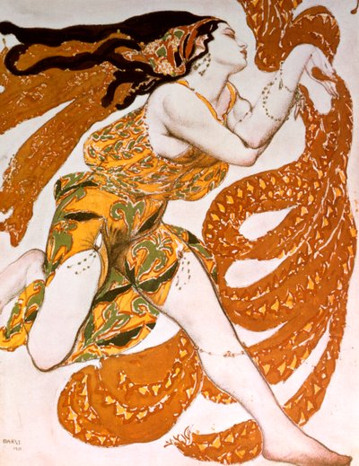 Bacchante, figurino para a produção de Tcherepnins Narcisse, 1911, Ballets Russes de Leon Bakst