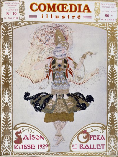 Dançarina de Ballet Russes de Bakst, vaca." Comoedia Illustré" de Leon Bakst