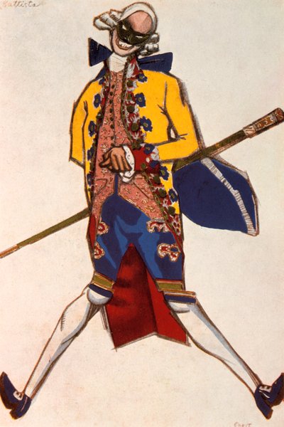 Battista, figurino de uma comédia de Carol Goldoni, 1917 de Leon Bakst