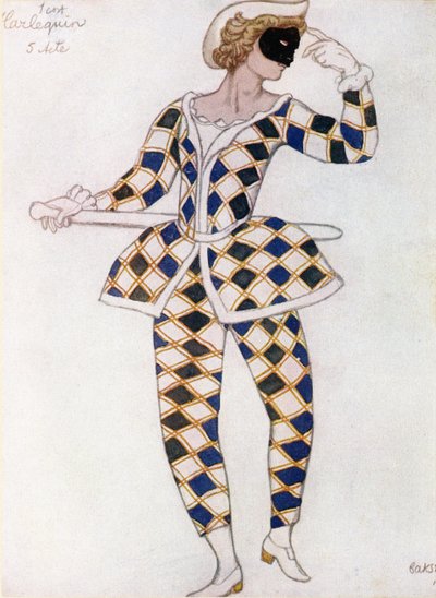 Figurino para Harlequin, da Bela Adormecida, 1921 de Leon Bakst