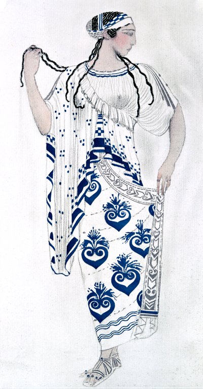 Figurino de Ida Rubinstein como Helen no balé Helen de Sparta, 1912 de Leon Bakst