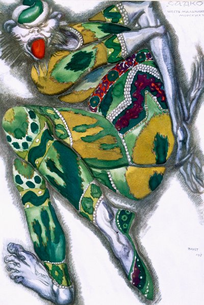 Desenho de figurino para Seefenfel, de Sadko de Leon Bakst
