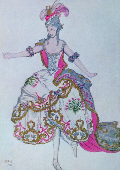 Desenho de figurino para The Fairy Carnation, de Sleeping Beauty de Leon Bakst