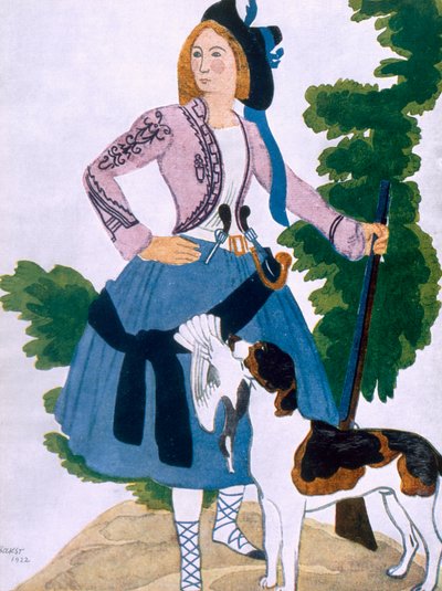 Figurino para a caçadora, 1922 de Leon Bakst