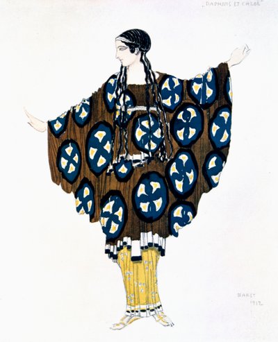 Figurino para uma produção de Ballets Russes de Ravels Daphnis et Chloe, 1912 de Leon Bakst