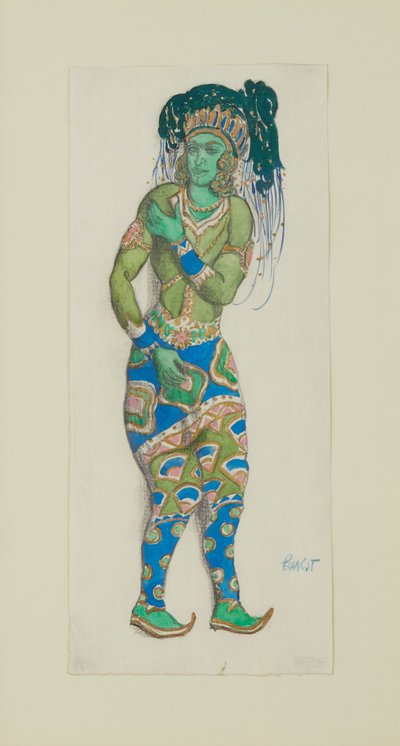 Desenho de figurino para o Ballet Blue God de R. Hahn, 1910. de Leon Bakst