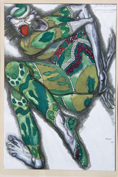Figurino da ópera Sadko de N. Rimsky-Korsakov, 1917 de Leon Bakst