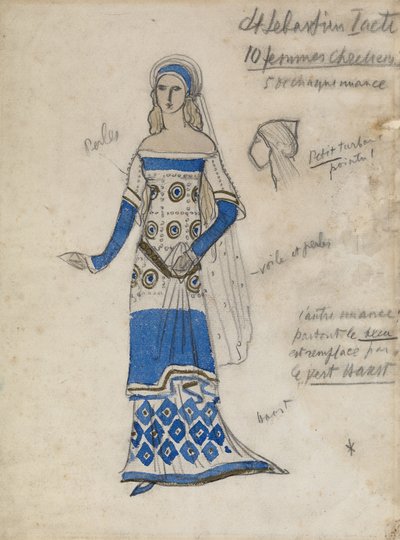 Figurino da peça O Martírio de São Sebastião, de Gabriele DAnnuzio de Leon Bakst