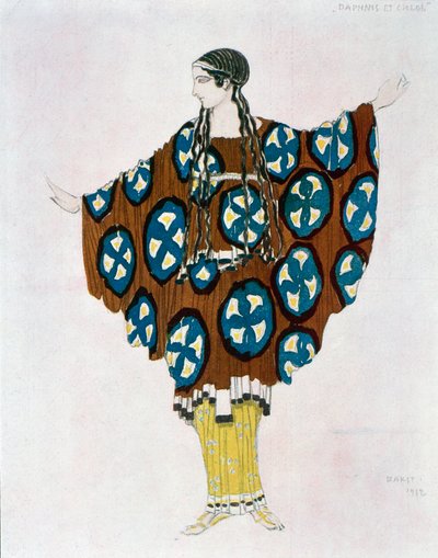 Roupa para Daphnis e Chloe por Maurice Ravel (1875-1937) 1912 (aguarela) de Leon Bakst