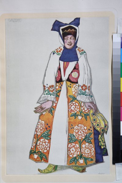Traje para a ópera Sadko dirigida por Nicolas (Nikolai) Rimski Korsakov (Rimski-Korsakov) de Leon Bakst