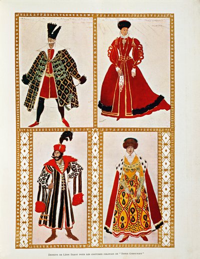 Fantasias para o Polonaise Boris Godunov da Modest Mussorgsky (aguarela) de Leon Bakst