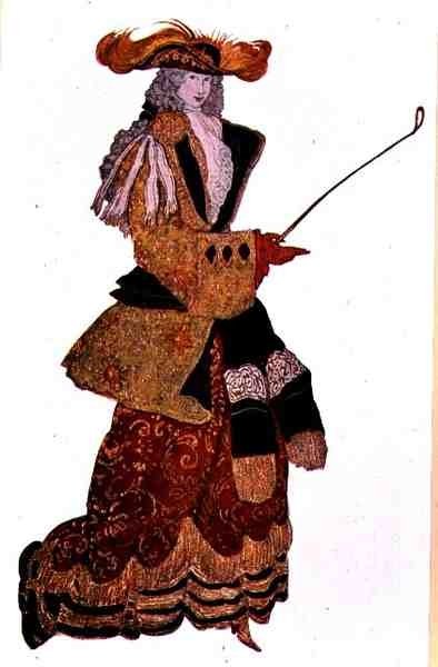 Condessa de hábito de montar, da "Princesa Adormecida". de Leon Bakst