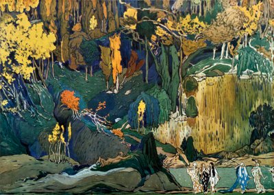 Decoração para o ballet Debussys LApres-midi dun faune A Tarde de um Fauno, 1912 de Leon Bakst