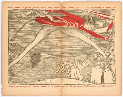 Dos Karpathians a Berlim, um salto no estilo do ballet russo..., c. 1915. de Leon Bakst