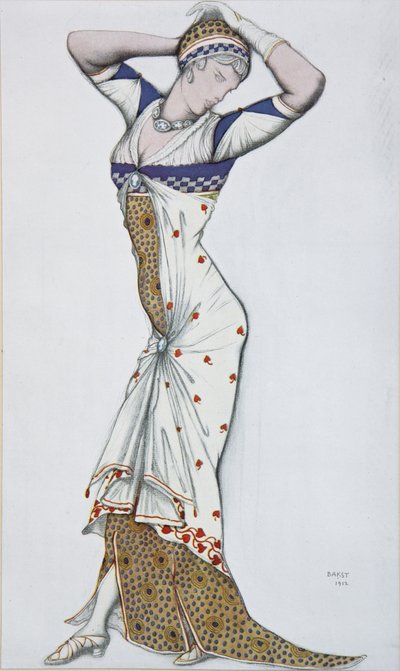 Design de um vestido moderno, década de 10 de Leon Bakst