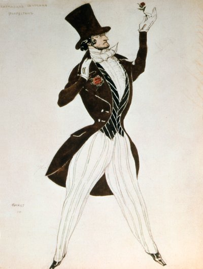 Florestan, desenho de uma fantasia para o carnaval de balé composto por Robert Schumann, 1919 de Leon Bakst