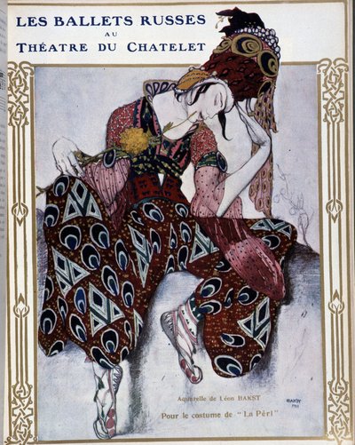 Les Ballets Russians au theatre du Chatelet: fantasia de "La Peri" - aguarela de Bakst, cov. em "Comoedia ilustrado". de Leon Bakst