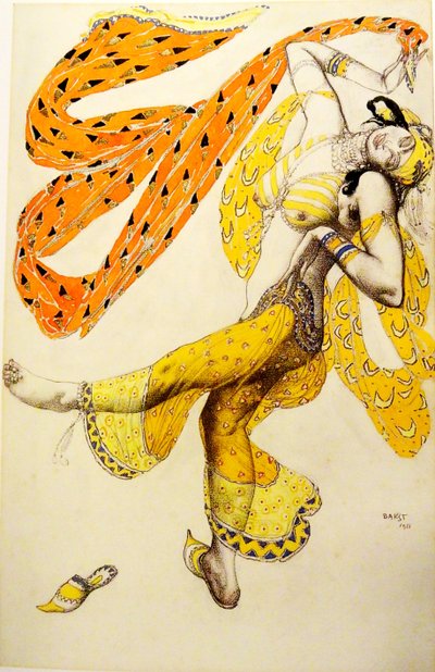 Odalisca. Figurino do ballet Sheherazade de N. Rimsky-Korsakov, 1910 de Leon Bakst