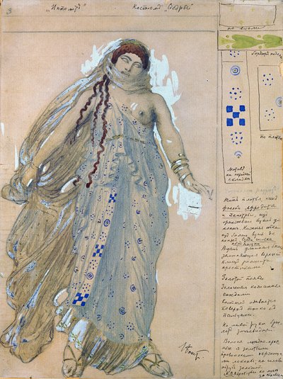 Phaedra. Figurino do drama Hipólito de Eurípides, 1902 de Leon Bakst