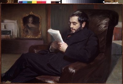 Retrato do artista Alexander Benois (1870-1960). Desenho de Leon Bakst (1866-1924). Aguarela e pastel sobre papel, 64,5 x 100,3 cm de Leon Bakst