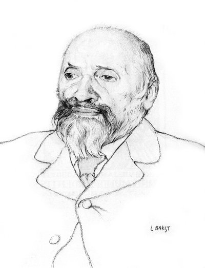 Retrato do compositor russo Mily Balakirev, 1907. de Leon Bakst