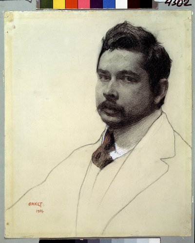 Retrato do artista Konstantin Somov (lápis e giz no papel) de Leon Bakst