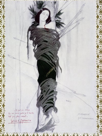 San Sebastian - Aquarela de Bakst e frase de D
