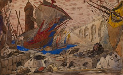 Cenografia de La Pisanelle ou morte perfumada de Gabriele dAnnunzio, 1913 de Leon Bakst