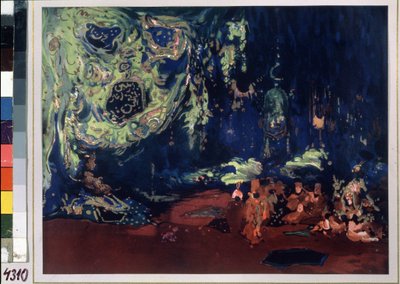 decoração para o ballet "Scheherazade" dirigido por Nicolas (Nikolai) Rimski Korsakov (Rimski-Korsakov) (1844-1908) de Leon Bakst