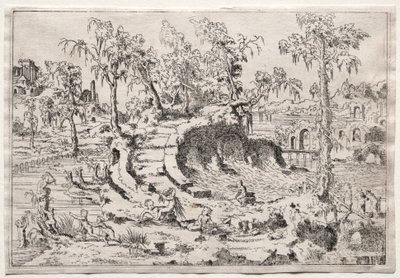 Paisagem com Putti de Leon Davent
