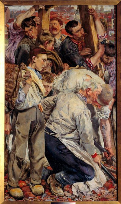 Realismo Social: "A Idade do Trabalhador" Deixado parte de um tríptico por Leon Henri Frederic (1856-1940) (ec.belg) 1897 Sol. 1,63x0,94 m Paris, musee d