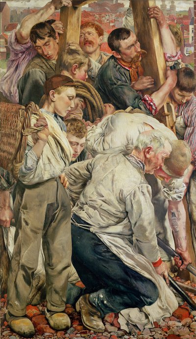 The Men, painel da esquerda de The Age of the Worker de Leon Henri Marie Frederic