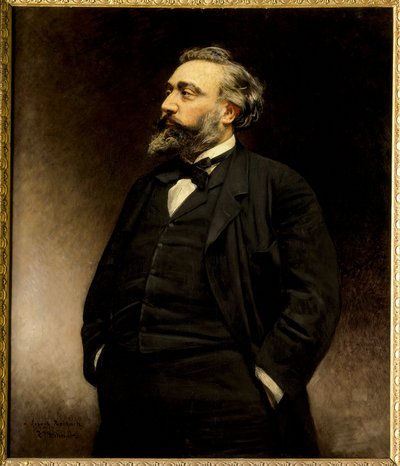 Retrato de Leon Gambetta (1838 - 1882) político francês. pintura de Leon Joseph Bonnat (1833 - 1922) (h s/t 1,15 x 1). - Retrato de León Gambetta (1838-1882) político francês. Pintura de Leon Joseph Bonnat (1833 - 1922). Museu do Castelo, Versaille de Leon Joseph Florentin Bonnat