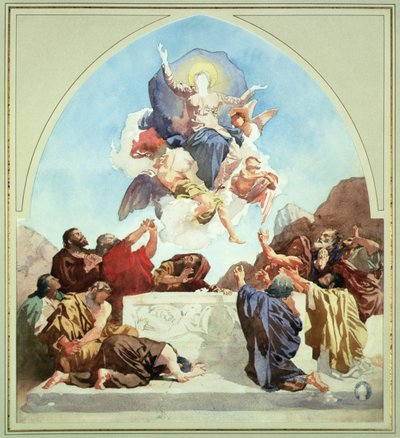 Estudo para a Assunção da Virgem (lápis e aguarela sobre papel) de Leon Joseph Florentin Bonnat