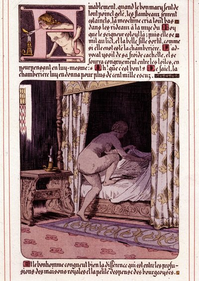 Ilustração do romance de Honore de Balzac "La Mye du Roy" de Leon Lebegue (1863-1944) de Leon Lebegue