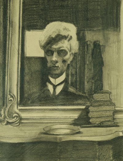 Auto-retrato; Auto-retrato, c.1907 (carvão vegetal e lápis de cera em papel vegetal) de Leon Spilliaert