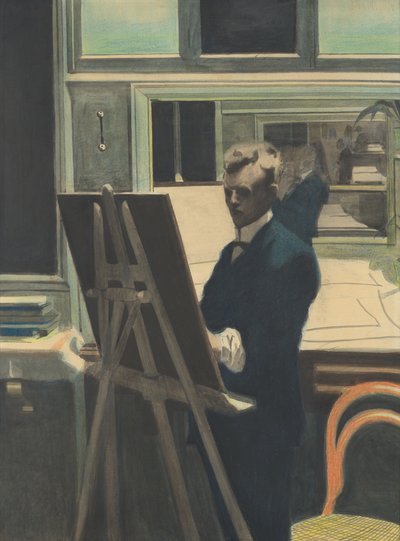 Autorretrato (aguarela sobre papel) de Leon Spilliaert