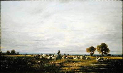 Pastorinha observando seu Rebanho (óleo sobre tela) de Leon Victor Dupre