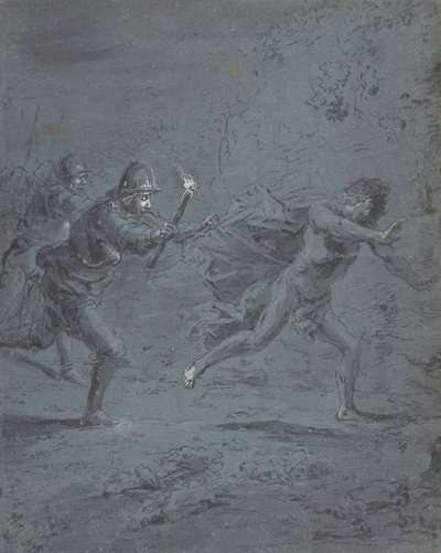 Cena noturna com soldados perseguindo um fugitivo Mark XIV, 5-52, 1611-74. de Leonard Bramer