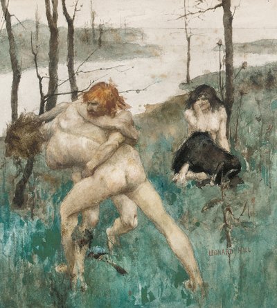Defendendo a sua honra (lápis e aguarela sobre papel) de Leonard Erskine Hill