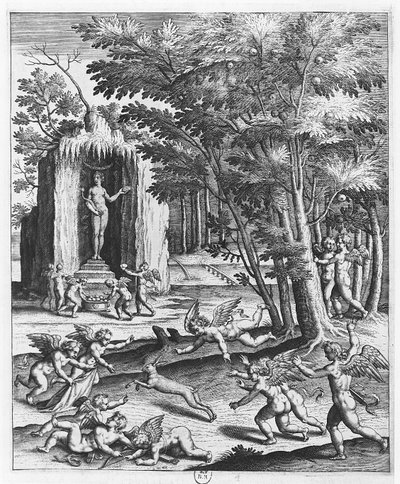&39;Amor&39;, prato de &39;As Imagens ou Tableaux de Platte Pintura dos Dois Filósofos Sofistas Gregos&39;, de Blaise de Vigenère, 1615 de Leonard Gaultier