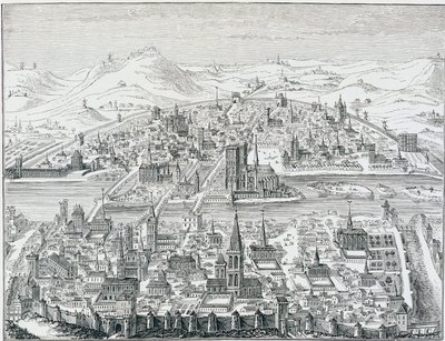 Grande vue en perspective de Paris em 1607, baseado na gravura de Léonard Gaultier. de Leonard Gaultier