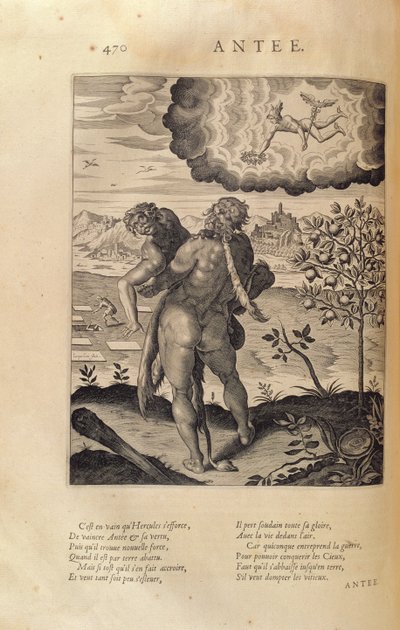 Hércules matando Anteu, de "As Imagens ou Tableaux de Platte Pintura dos Dois Filósofos Sofistas Gregos", de Blaise de Vigenere (1523-96) Paris, 1615 de Leonard Gaultier