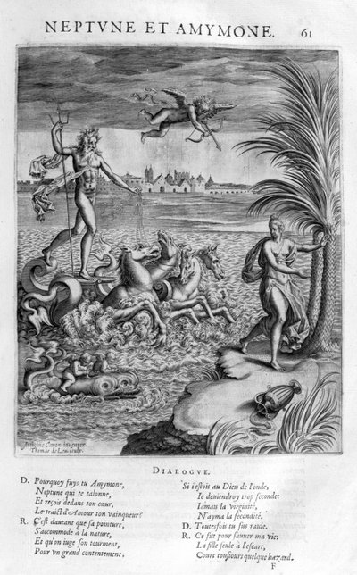 Neptuno com Amymone, filha de Danaus, a quem ele evita ser agredido por um sátiro. de Leonard Gaultier