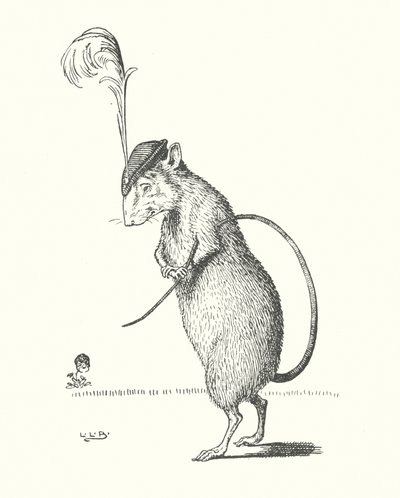 E o rato, usava uma pena no chapéu (litografia) de Leonard Leslie Brooke