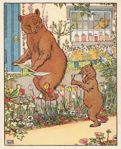 Os Três Ursos (litografia a cores) de Leonard Leslie Brooke